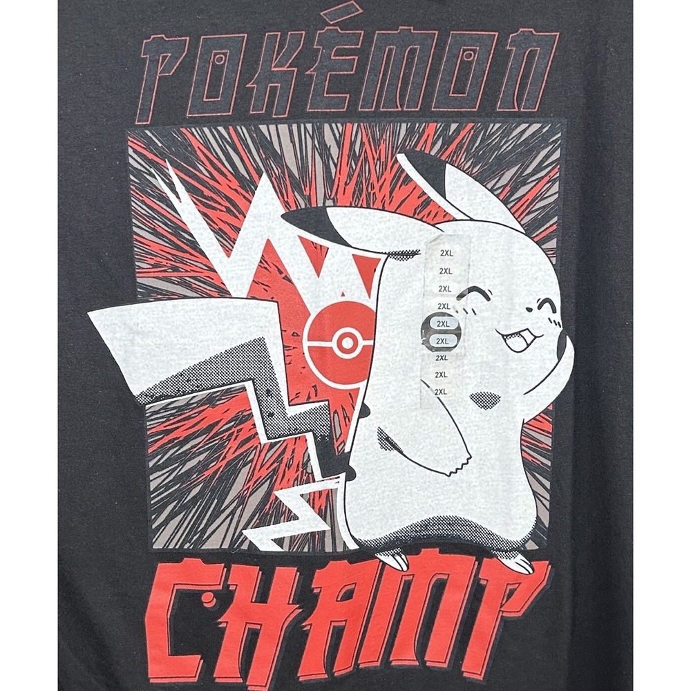 Pokemon Pikachu T-Shirt Mens 2XL Black Short Sleeve Graphic Tee Brand New